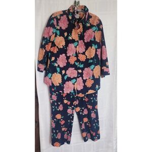 Chico's 3 Piece Ladies Pant Suit Floral Size 1 (8-10) No Iron‎ Stain Shield